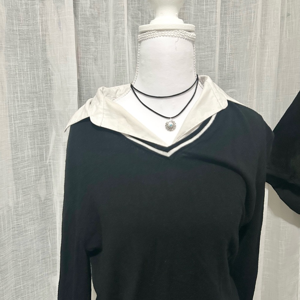 Black and White Collared Sweater